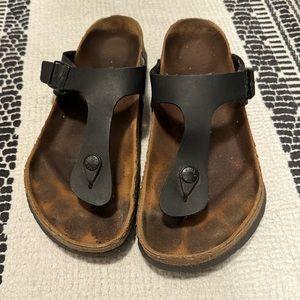 Birkenstock Gizeh, size 41, black leather, very good used condition
